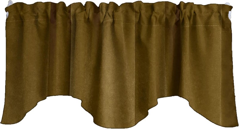 Solid Stretch Velvet Scalloped Wave Window Valance Home Décor Bedroom Nursery Kitchen Window (Gold)
